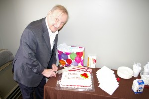 Don - about to cut the cake